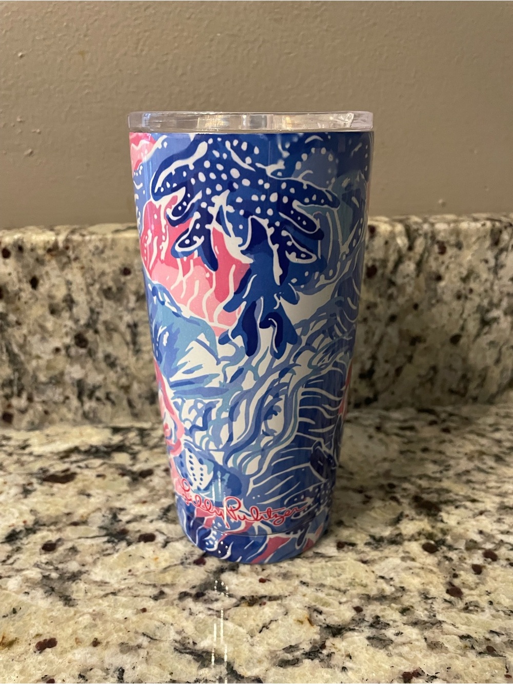 Lilly Pulitzer Stainless Steel Tumbler Borealis Blue Swim On Over print